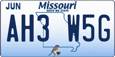 MO license plate AH3W5G