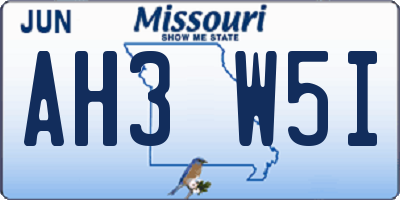 MO license plate AH3W5I