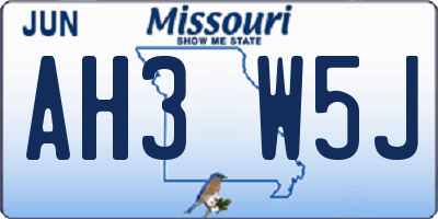 MO license plate AH3W5J