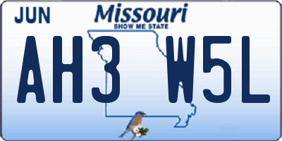 MO license plate AH3W5L