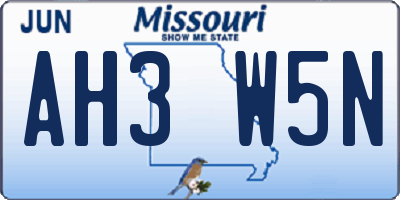 MO license plate AH3W5N