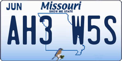 MO license plate AH3W5S