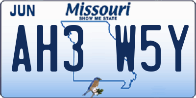 MO license plate AH3W5Y