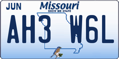 MO license plate AH3W6L