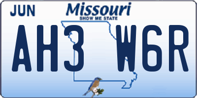 MO license plate AH3W6R