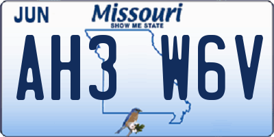 MO license plate AH3W6V