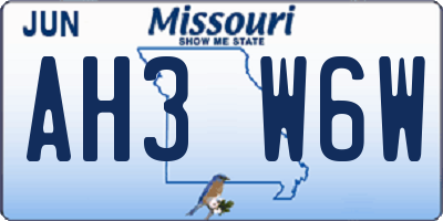 MO license plate AH3W6W