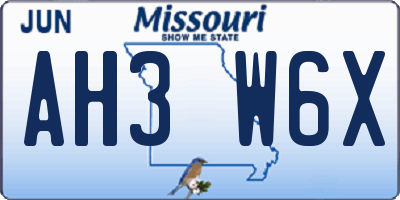 MO license plate AH3W6X