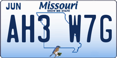 MO license plate AH3W7G