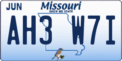 MO license plate AH3W7I