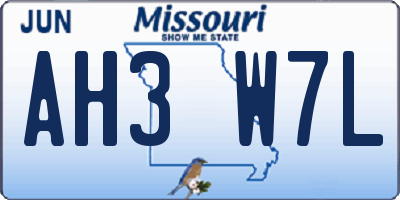 MO license plate AH3W7L