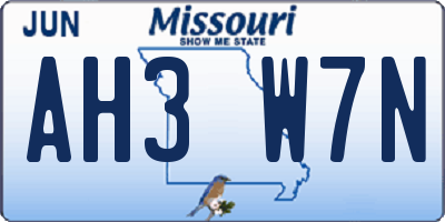 MO license plate AH3W7N