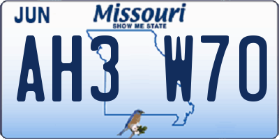 MO license plate AH3W7O