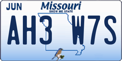MO license plate AH3W7S