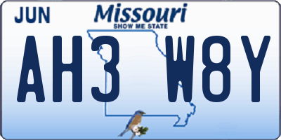 MO license plate AH3W8Y