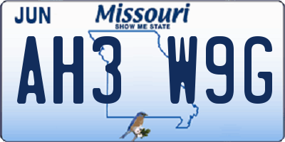 MO license plate AH3W9G