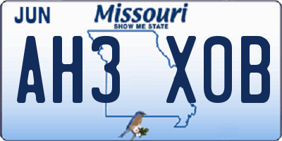 MO license plate AH3X0B