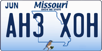 MO license plate AH3X0H