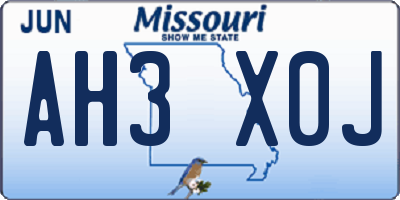 MO license plate AH3X0J