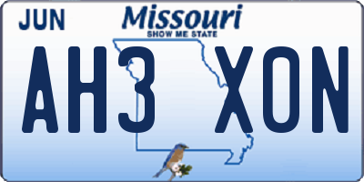 MO license plate AH3X0N