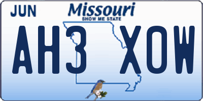 MO license plate AH3X0W