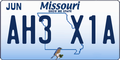 MO license plate AH3X1A