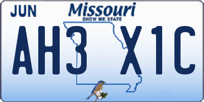 MO license plate AH3X1C