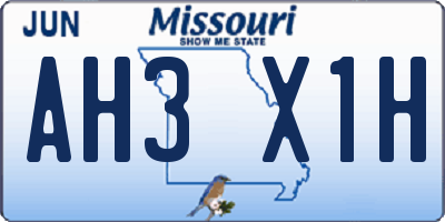 MO license plate AH3X1H
