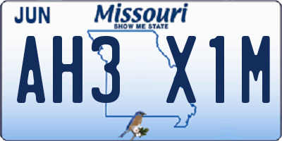 MO license plate AH3X1M