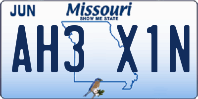 MO license plate AH3X1N