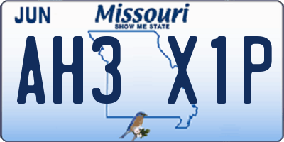 MO license plate AH3X1P