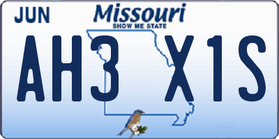 MO license plate AH3X1S
