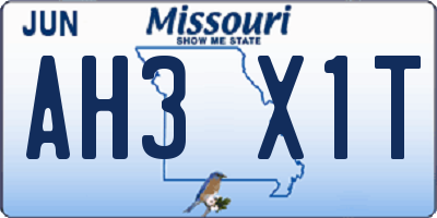 MO license plate AH3X1T