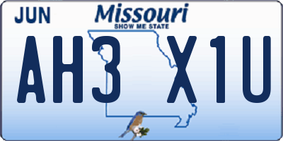 MO license plate AH3X1U