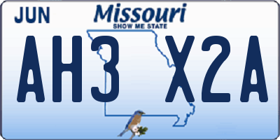 MO license plate AH3X2A