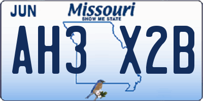 MO license plate AH3X2B