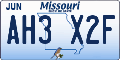 MO license plate AH3X2F
