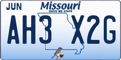 MO license plate AH3X2G