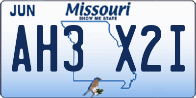 MO license plate AH3X2I