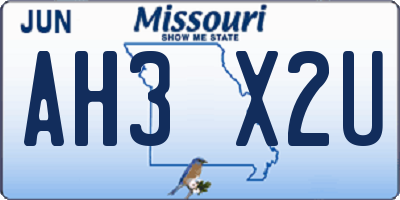MO license plate AH3X2U