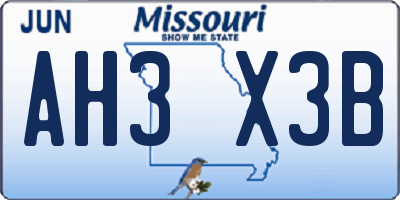 MO license plate AH3X3B