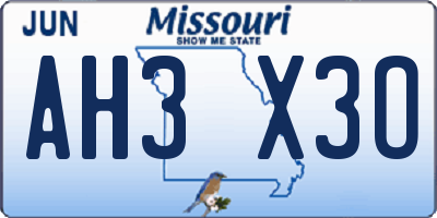 MO license plate AH3X3O
