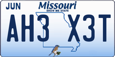 MO license plate AH3X3T