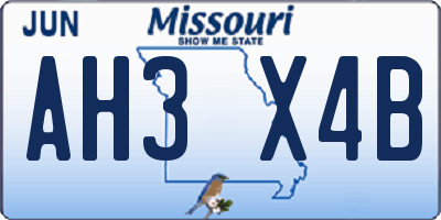 MO license plate AH3X4B