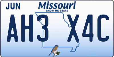 MO license plate AH3X4C