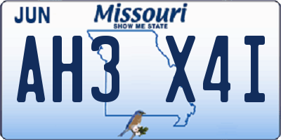 MO license plate AH3X4I