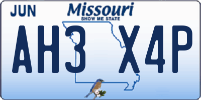 MO license plate AH3X4P