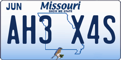 MO license plate AH3X4S
