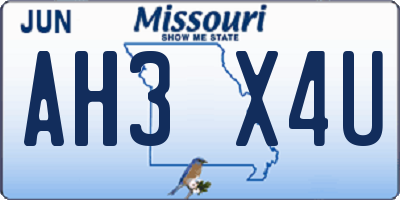 MO license plate AH3X4U
