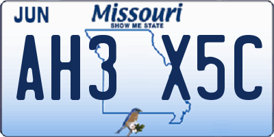 MO license plate AH3X5C